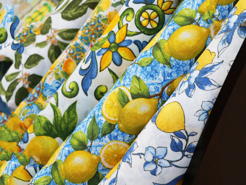 Catania, Italy - September 22, 2025: Colorful kitchen decor on the outdoor shelves of a shop in Catania, Sicily