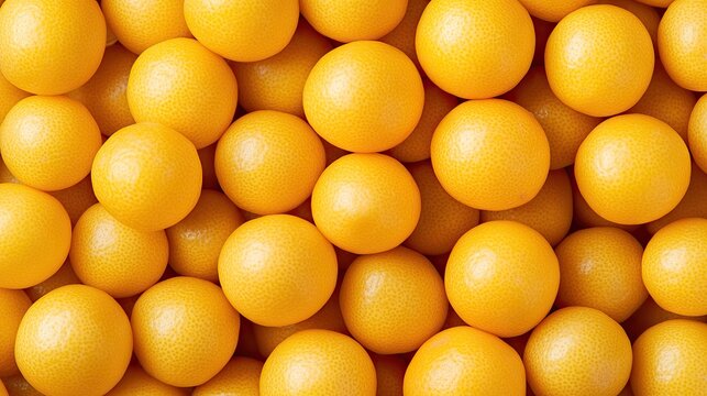 Freshly picked yellow lemons arranged in a stunning pile viewed from above against a textured background with professional color grading