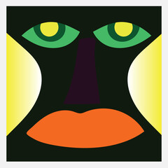 Abstract Face Composition in Dark Tones