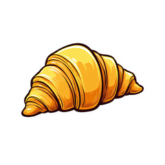 Fresh croissant isolated on transparent background with golden brown crust and layers