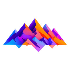 Abstract colorful mountain range isolated on transparent background