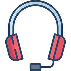 Red And Blue Headset With Microphone On Transparent Background With A Simple Design