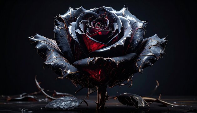 Wilted dark rose with curled petals in deep red and purple hues against black background for editorial floral photography moody decor and poetic impermanence-themed visuals
