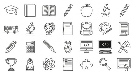 Fototapeta premium Education and school supplies icons isolated on