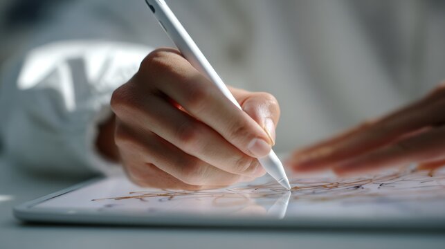 Business concept. Business man drawing digital tablet with stylus pen, using mobile phone, working on laptop computer office. Graphic designer using digital pen on web design project, close up