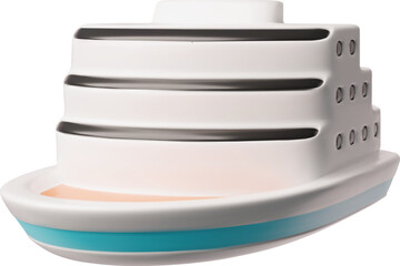 Cruise liner yacht 3D cartoon vector icon, travel ship, tourist vessel bridge view, marine journey, sea voyage transport