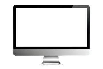 led computer display or modern lcd monitor with blank screen isolated on white or transparent png