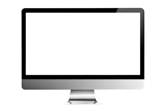 led computer display or modern lcd monitor with blank screen isolated on white or transparent png