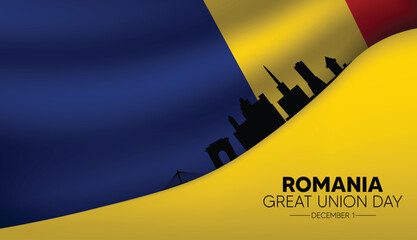 Romania national flag vector design celebrating Great Union Day in December