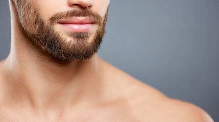 Fototapeta premium Cropped close up portrait of young man with well kept, shaved, well-groomed skin against white background. Concept of beauty treatment and hygiene, body care, anti-aging procedures.
