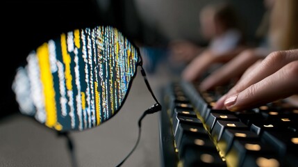 Coding Reflected in Glasses During Focused Typing
