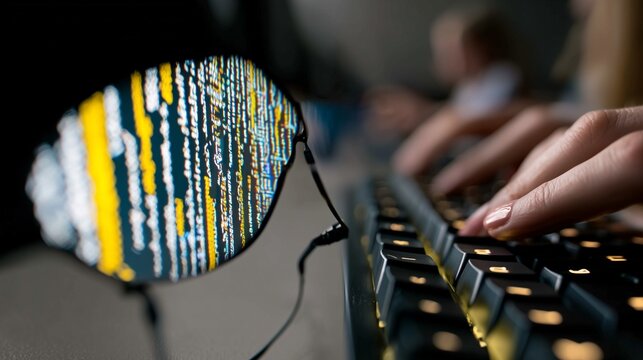 Coding Reflected in Glasses During Focused Typing