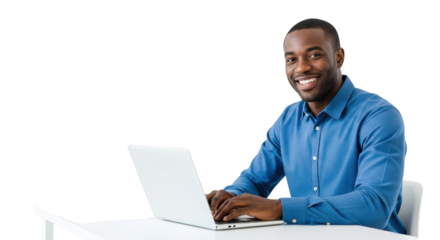 Smiling scene showing man, african, american in modern environment with natural lighting for modern branding and lifestyle representation