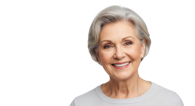 Smiling scene showing woman, mature, senior in modern environment with natural lighting for modern branding and lifestyle representation