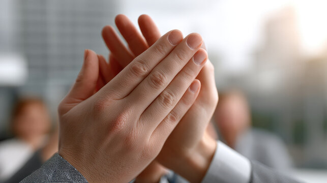 Clapping hands business suit teamwork success motivation achievement support encouragement office