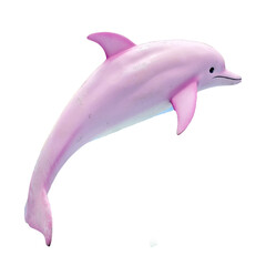 Pink Dolphin's Joyful Leap: An adorable pink dolphin, symbolizing the playful freedom and elegance...