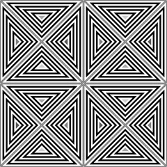 Repeated color triangles on white background. Triangular blocks wallpaper. Seamless surface pattern design with polygons. Mosaic motif. Digital paper for page fills, web designing. Vector art.