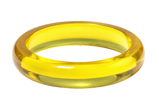 Yellow, glossy, circular ring