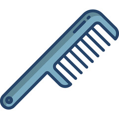 Simple Blue Comb With Dark Blue Outline On A Transparent Background For Hair Styling And Grooming Needs