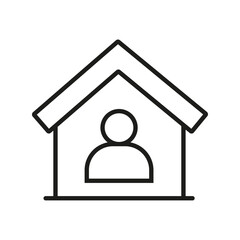 House and Person Icon, Vector, Minimalist Style, Home Service. User person home icon vector sign. Work From Home, Remote Work Icon Design Vector Logo Template Illustration Sign And Symbol Vector.