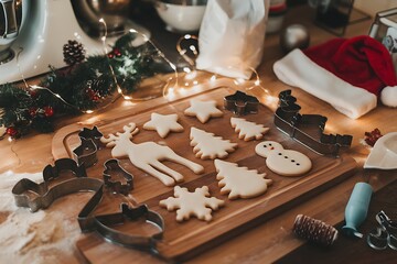 Festive Christmas Baking Scene: A Heartwarming Display of Holiday Treats and Decor, Bringing Joy and Warmth to the Kitchen.