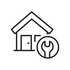 Home insurance. Mortgage, house with money icon line style isolated on white background. Residence Realm icon. secure house icon sign vector. Collateral house buy icon outline vector.