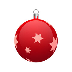 Red Christmas Ornament with Pink Stars – Festive Holiday Decoration Vector Isolated on White Background