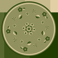 A circle with stylized flowers and leaves for your projects.