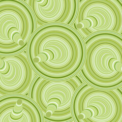 Abstract background with round striped shapes in green tones.