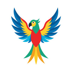 Vibrant tropical parrot with wings spread wide perfect for banners and advertisements