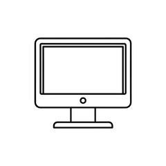 Simple outline computer monitor icon isolated on white background

