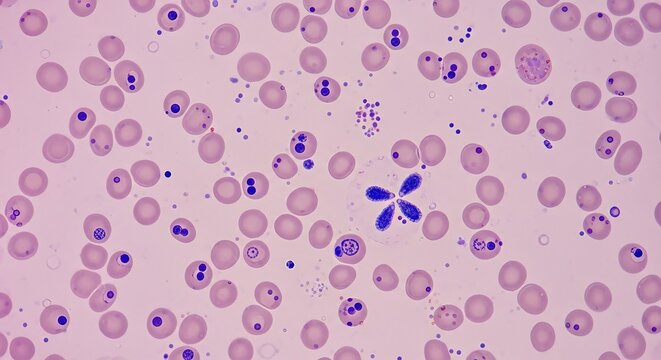 Light micrograph showing co-infection of Plasmodium falciparum and Babesia microti