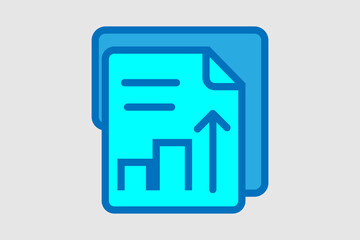 The image is a professional, flat icon primarily representing a performance report, financial statement, or business documentation showing growth.