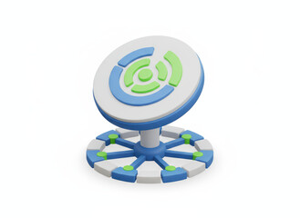 Threat detection 3d icon with circular radar symbol, clean style, modern vibe