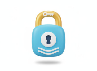 Secure threat detection 3d icon lock symbol with keyhole and calm focus
