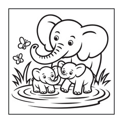 Kid-friendly animals and bold and easy coloring pages. different types of animals with some elements, and black and white coloring pages for kids.