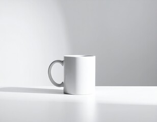 Obraz premium White mug, gray handle, simple studio scene, soft light