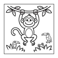 Kid-friendly animals and bold and easy coloring pages. different types of animals with some elements, and black and white coloring pages for kids.