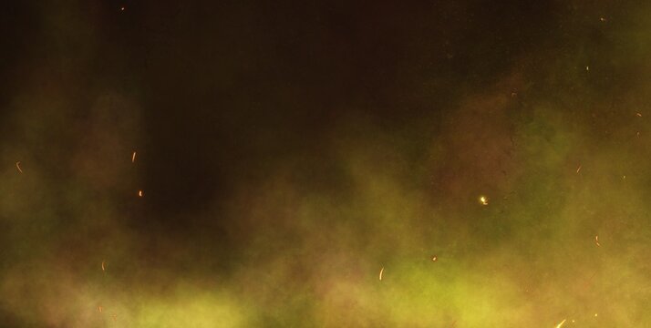 Fire and smoke abstract background, sparkles, dark brown and yellow smoke, abstract cinematic background in warm earthy tones