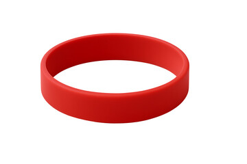 Vibrant red silicone wristband isolated on transparent background