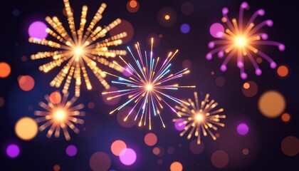Fototapeta premium Festive Fireworks Display in the Night Sky