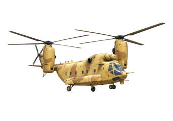 Isolated military helicopter for special operations, desert camouflage, flying view © Michal