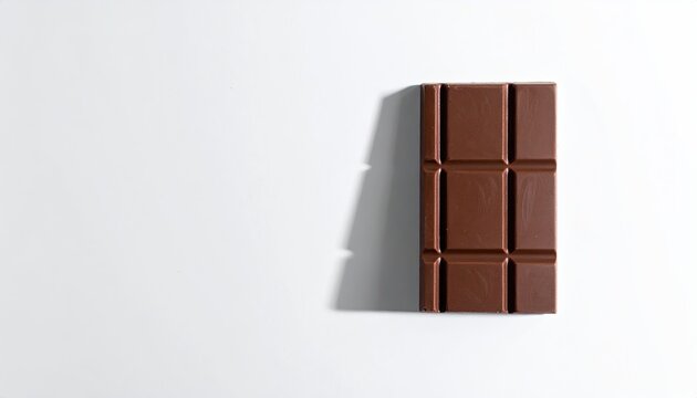 Rectangular chocolate bar segments on a bright white surface
