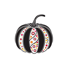 Decorative Abstract Pumpkin with Colorful Dotted Pattern – Vector Art on White Background