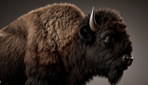 Majestic bison portrait captured beautifully in studio setting