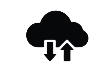 Cloud upload and download icon, data transfer
