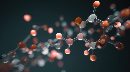 This image showcases a close-up view of a molecular structure, featuring various atoms interlinked, creating a visually captivating design.