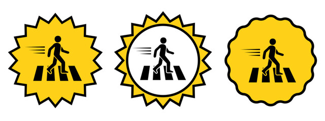 Pedestrian Crossing Icons Design Set