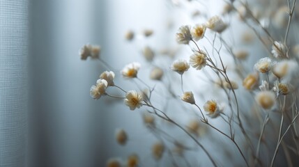 Delicate White Flowers Against Soft Hues, Conveying Peaceful Serenity