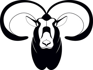 Head of the ram. Original black on white illustration
